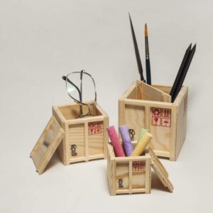 Desktop Storage Cargo Container Set - Wood