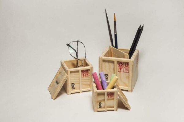 Desktop Storage Cargo Container Set - Wood - Image 2