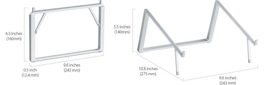 Rain Design mBar Pro + Foldable Laptop stand dimensions