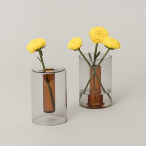 Pen Holder and Reversible Vase, Amber/Grey