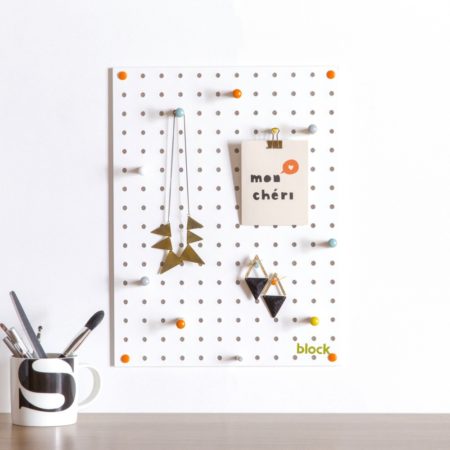 Small Wood Pegboard by Block Design use example White Finish