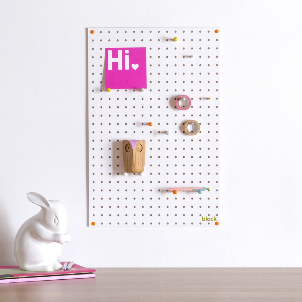 Block Design Wooden Peg Board Displays Your Favorite Items on the Wall