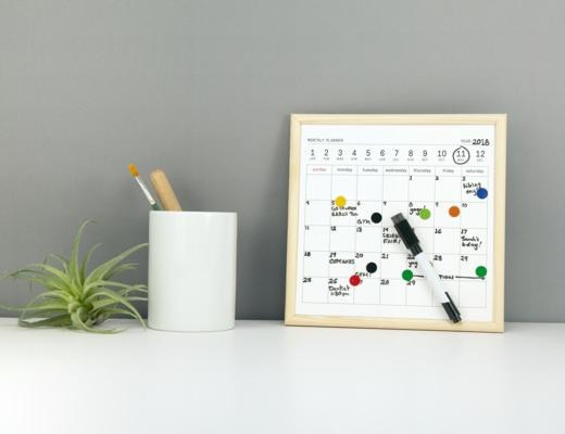 Kikkerland Mini Whiteboard Calendar On Desk