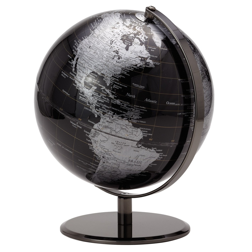 9.5 Inch Black and Silver Globe