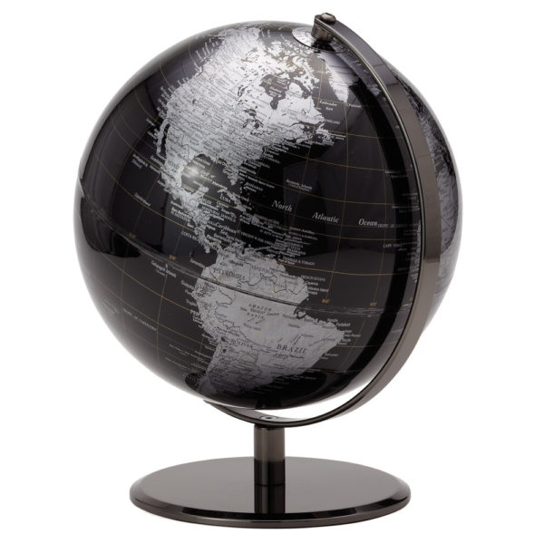 Black and Silver Desk Globe 9.5 inch
