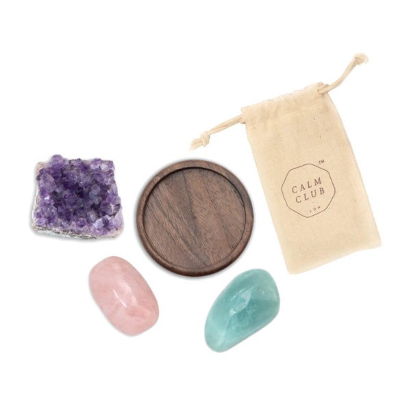Calm Club Crystal Stones Set - Amethyst, Rose Quartz, Aquamarine