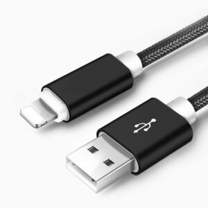 Lightning Charging Cable - Black - Ends Close Up