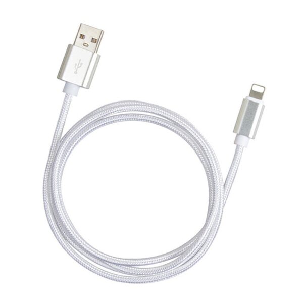 Nylon braided charging cable - White, Lightning