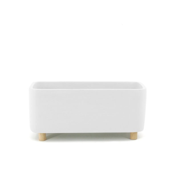 Desk Planter - Ceramic, Wide, White - Empty