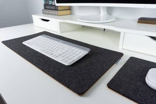 Wool and Cork Desk Mat Black - Felt and Cork Desk Mat, BeaverPeak