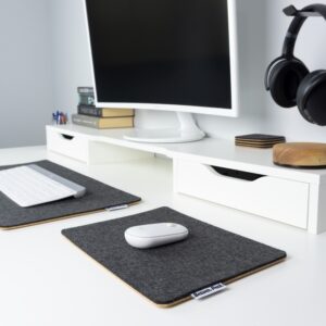 Wool and Cork mousepad - Charcoal zoomed