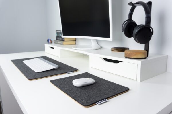 Wool and Cork mousepad - Charcoal zoomed
