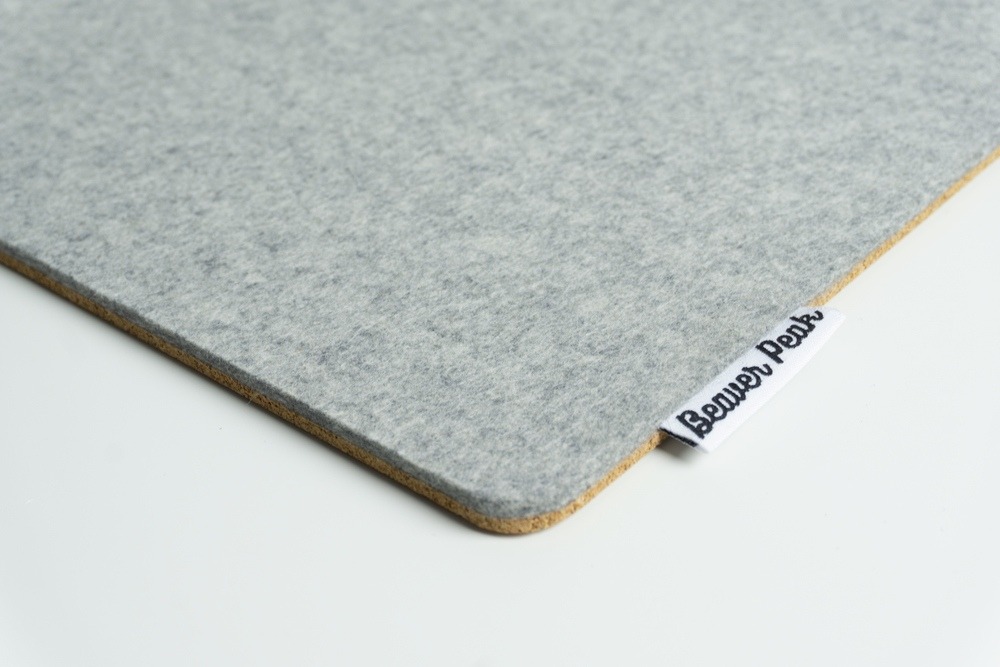 Wool and cork desk mat - Pebble Grey - Closeup