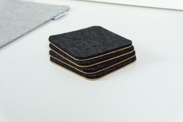 Wool and cork coasters - BeaverPeak, Black set