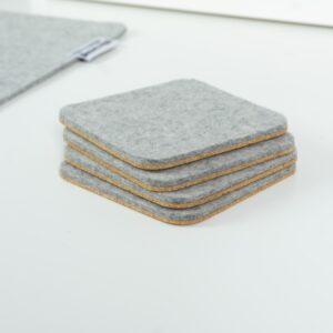 Wool and cork coasters - BeaverPeak, grey set