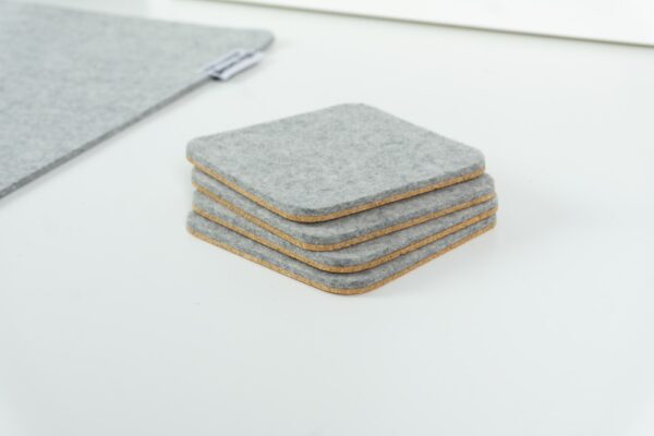 Wool and cork coasters - BeaverPeak, grey set