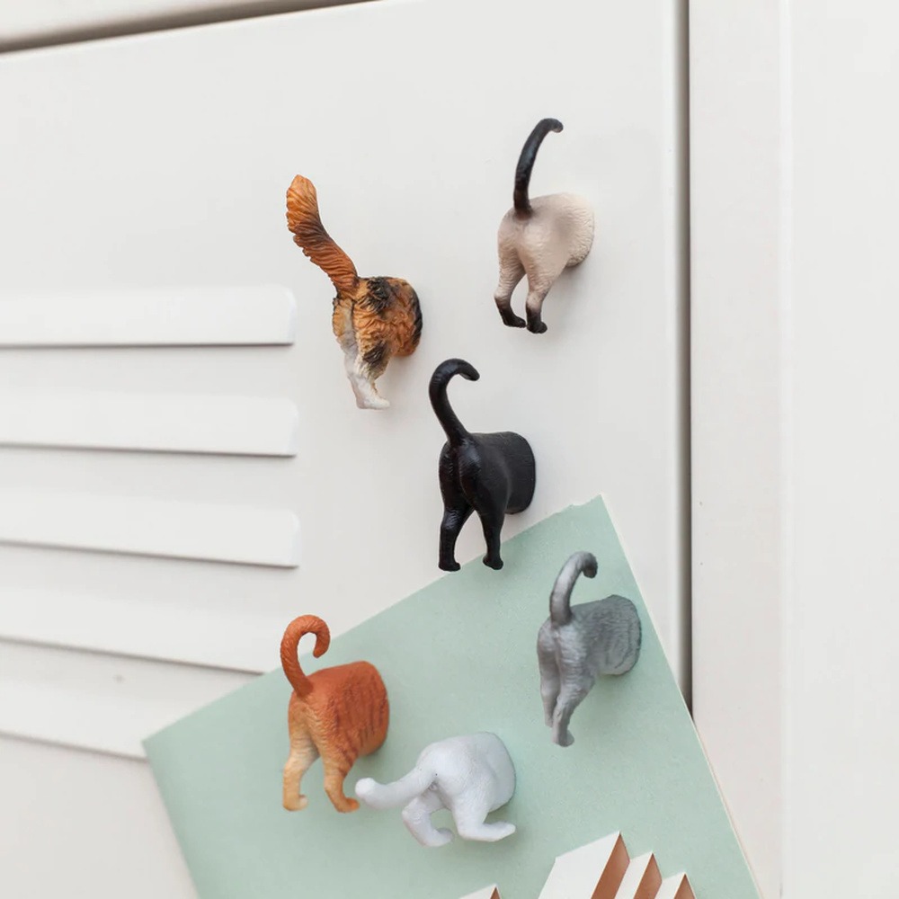 Cat Butt Magnets - Set of 6, magnetic on wall