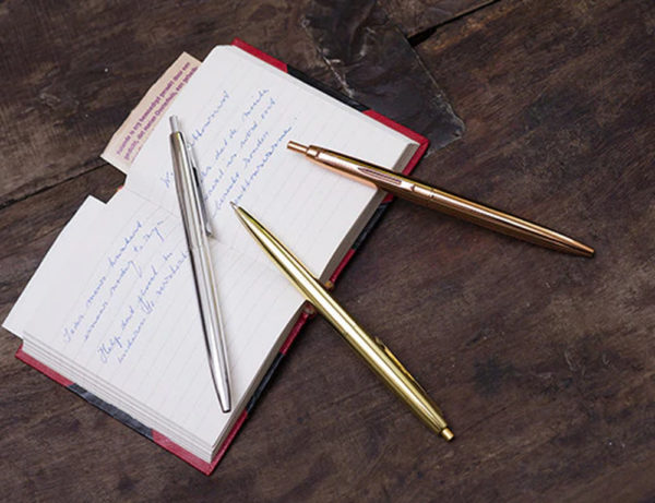 Metallic Retro Pens - Set of 3 - On notepad