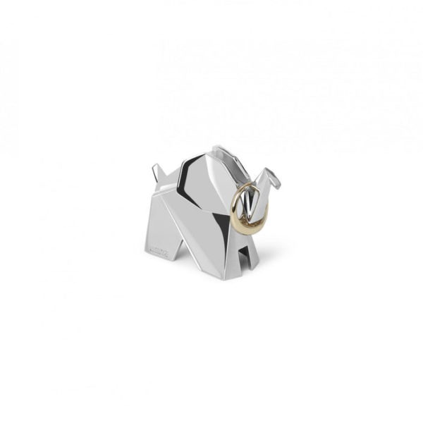 Origami elephant ring holder - with gold ring