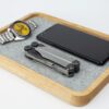 Wood Jewelry Tray - With Watch, Multitool, Phone - Natural, Light grey lining