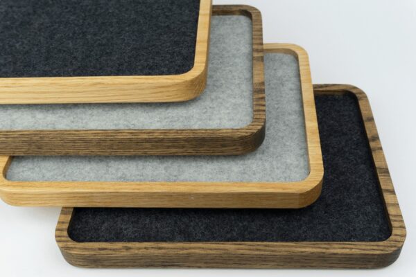 BeaverPeak Wood Jewelry Trays - All combinations, Walnut and Natural wood with Grey and Black linings