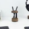 Wood Pen Holder next to matching headphone stand - Walnut - BeaverPeak