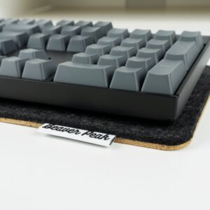 Wool Keyboard Mat, Black with Keychron K10 keyboard, closeup