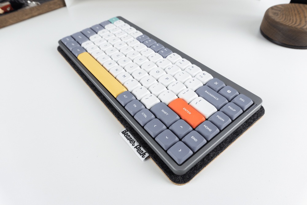 Wool Keyboard Mat Black with Nuphy Air75 keyboard closeup