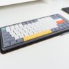 Wool Keyboard Mat Black with Nuphy Air75 keyboard, wide angle