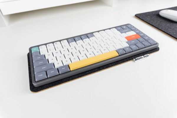 Wool Keyboard Mat Black with Nuphy Air75 keyboard, wide angle