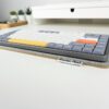 Wool Keyboard Mat Grey with Nuphy Air75 keyboard, shallow angle