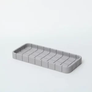 Grey concrete desk tray, empty