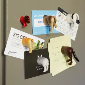 Farm Animal Butt Magnets - Set of 6, on a whiteboard
