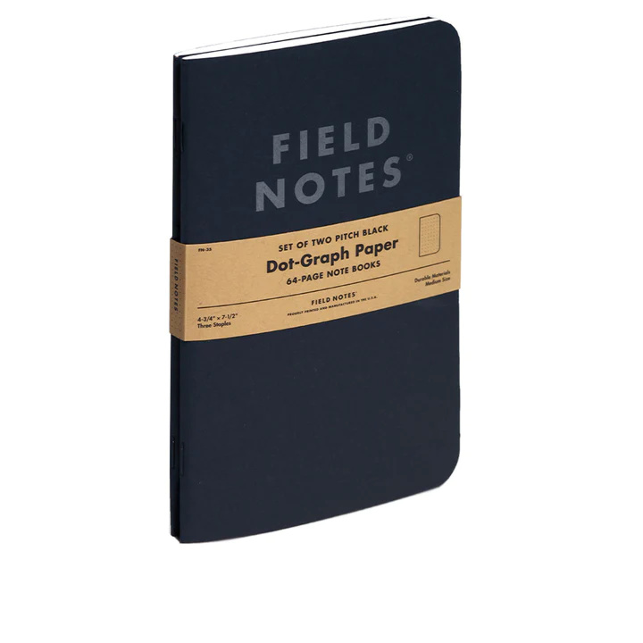 Field Notes Pitch Black Note Book - Ruled front cover shown