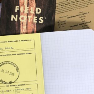 Inside of Field Notes national parks notebook set, with graph paper only.