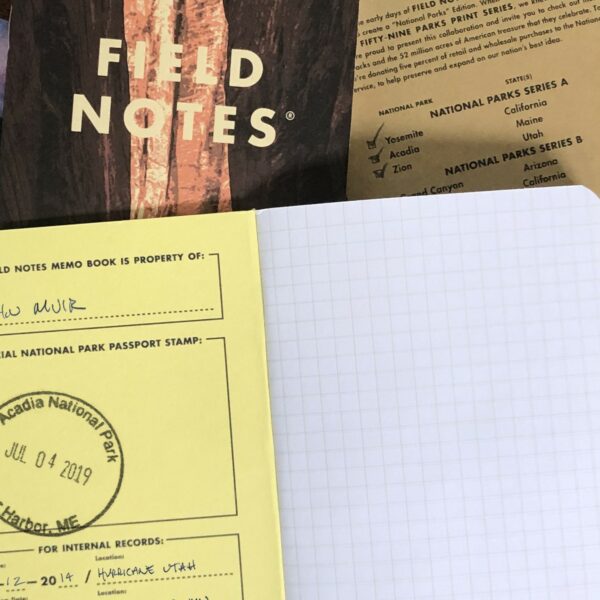 Inside of Field Notes national parks notebook set, with graph paper only.