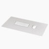 Poketo vegan leather desk mat grey with white keyboard and mouse on top