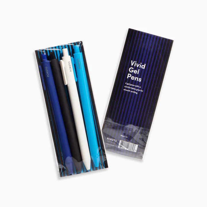 Poketo Vivid Gel Pens, Set of 4 - Cool, Packaging