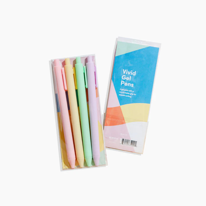 Poketo Vivid Gel Pens, Set of 4 - Pastel, Packaging