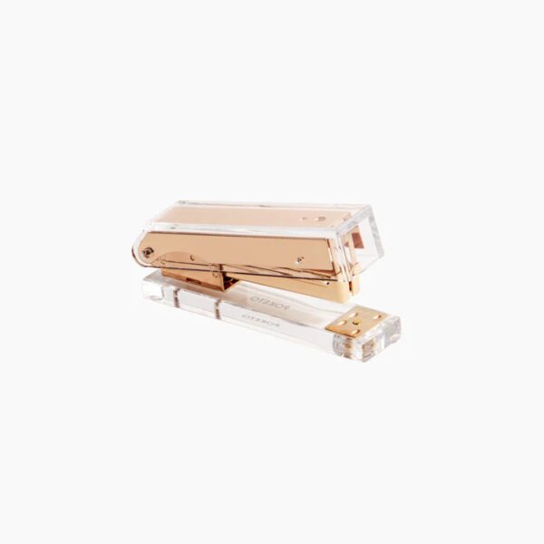 Rose gold acrylic stapler by Poketo